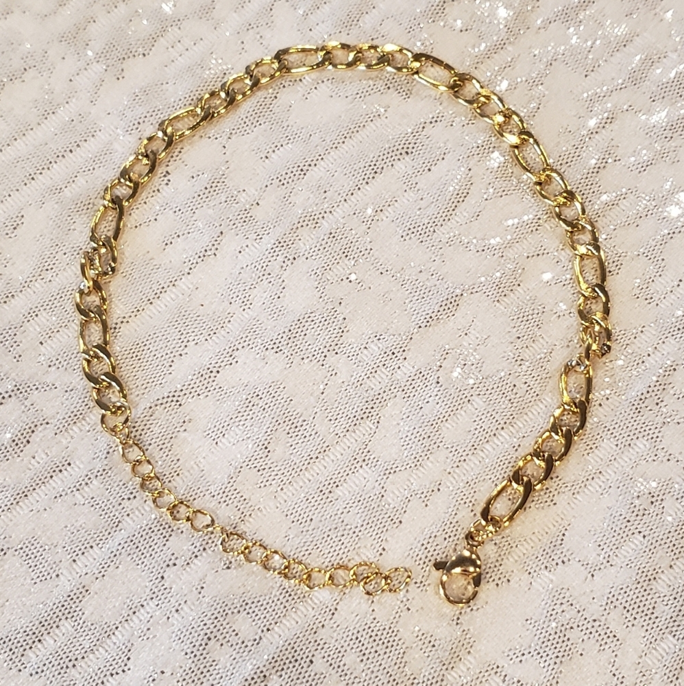 14K Gold Plated Figaro Chain Bracelet